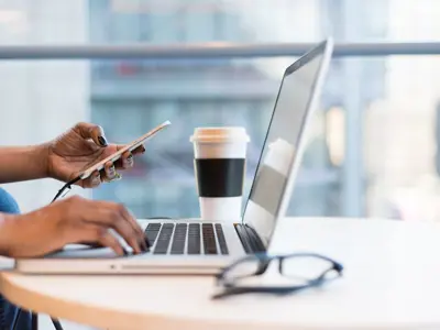 Laptop and mobile phone