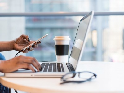 Laptop and mobile phone